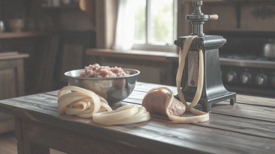 Jakie są zasady napełniania jelit podczas przygotowywania białej kiełbasy?
